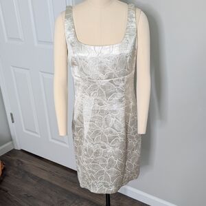 BB Dakota Metallic Elegant Cream/White Vintage Mini Floral Y2K Dress Size 8
